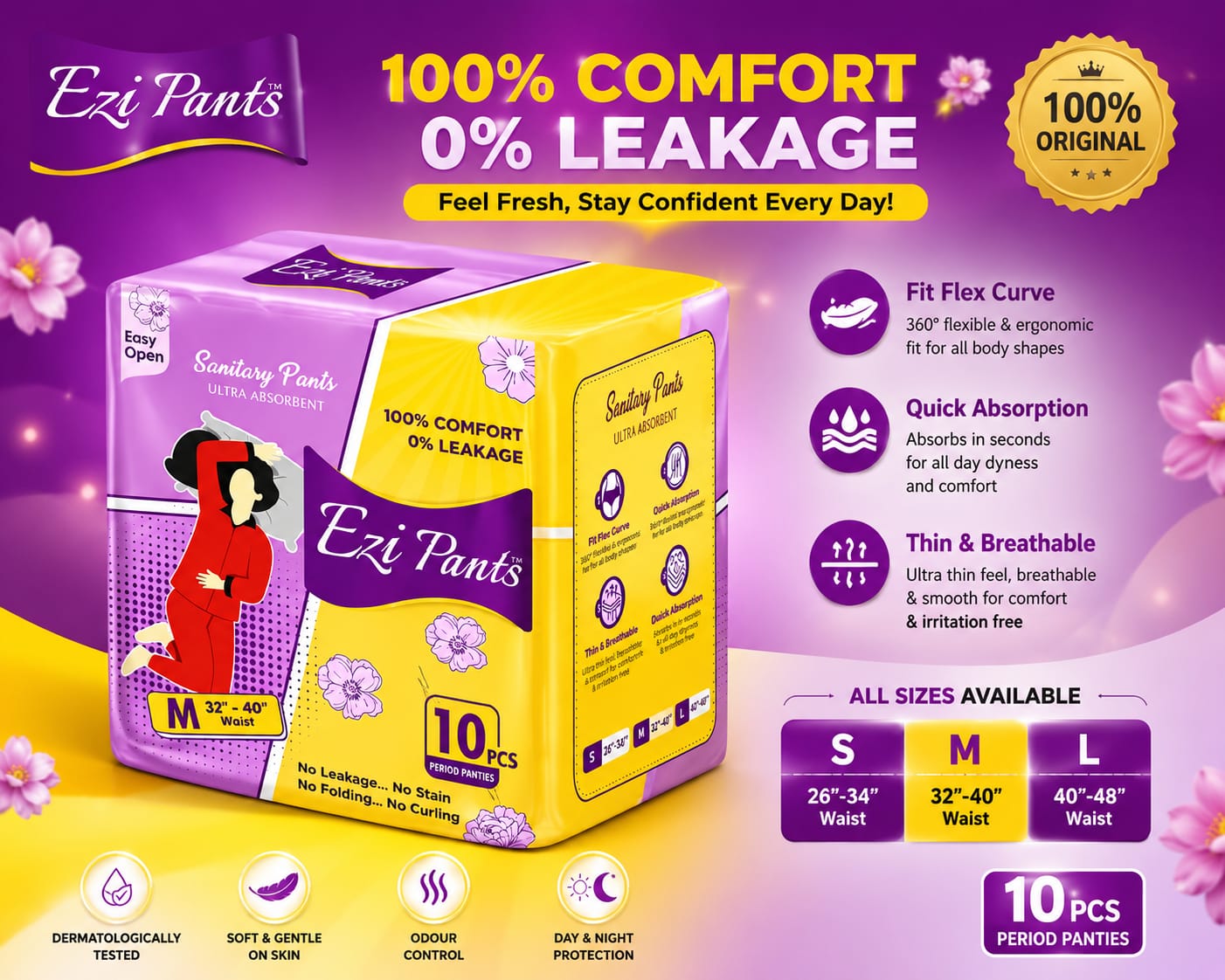 Ezi Pants Sanitary Pants – 100% Comfort & Leak Protection
